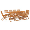 11 Piece Garden Dining Set 220x90x75 cm Solid Wood Acacia