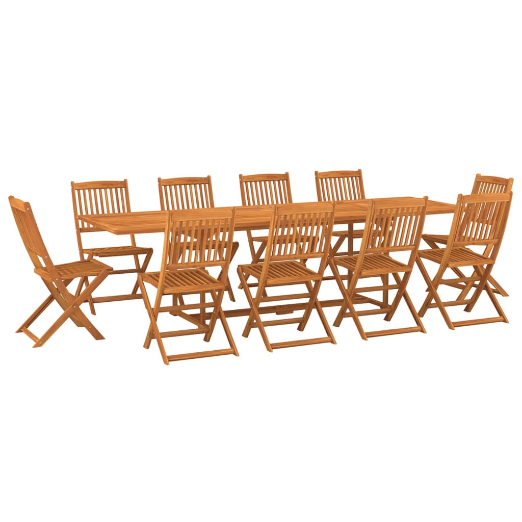 Dining Set | Brown | Solid Acacia Wood | Large | Foldable | Dining Set