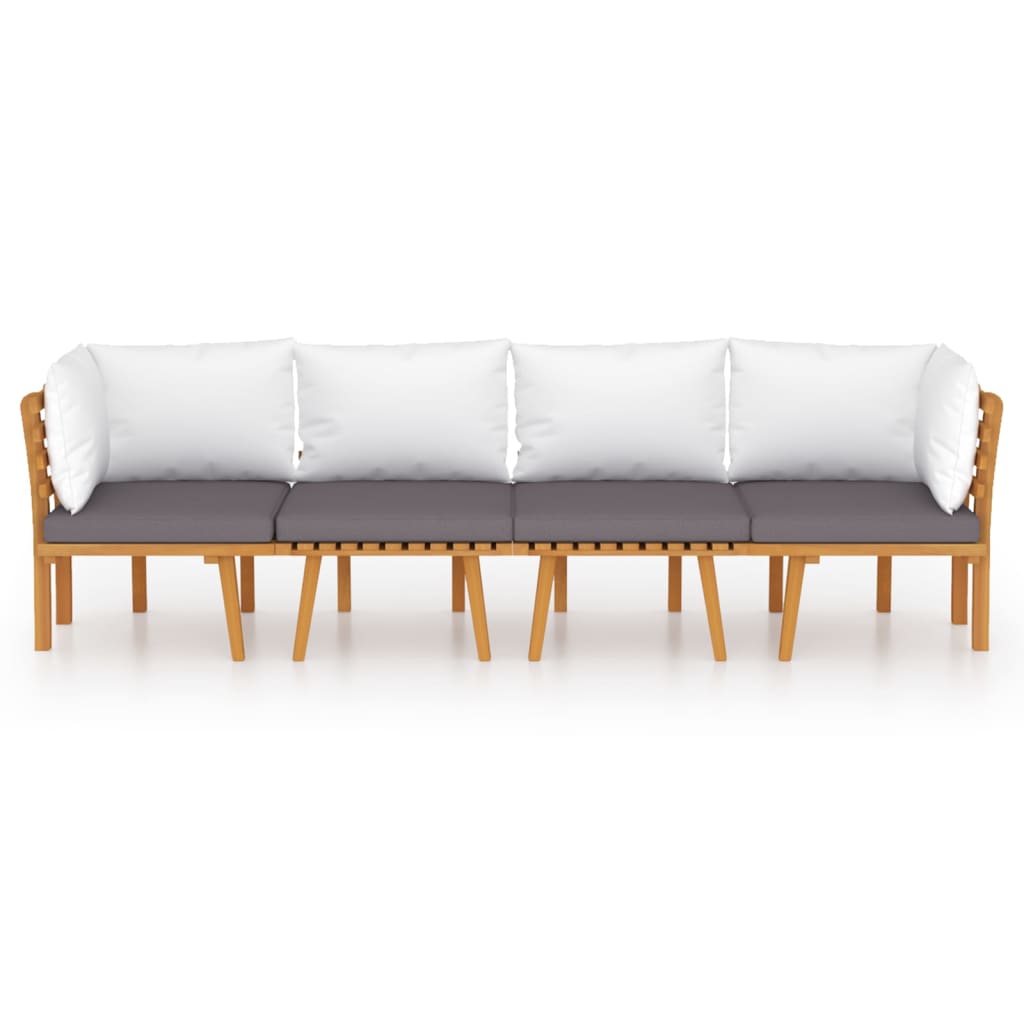 4 Piece Patio Lounge Set with Cushions Solid Acacia Wood