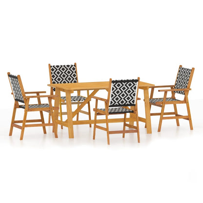 Garden Dining Set | Brown | Solid Acacia Wood, Poly Rattan | Medium