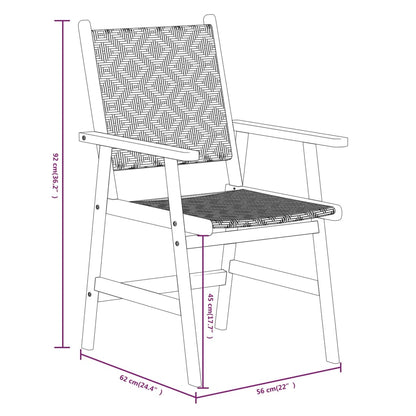 Garden Dining Set | Brown | Solid Acacia Wood, Poly Rattan | 7 Piece
