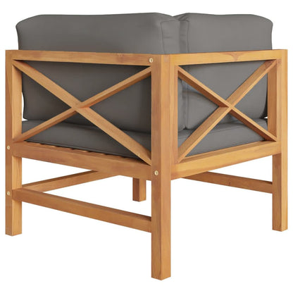 2-Seater Patio Sofa with Gray Cushions Solid Teak Wood