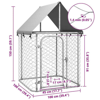 Dog Kennel Silver Galvanized Steel Large Durable Dog Kennel