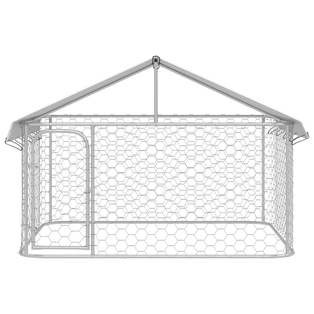 Dog Kennel Silver Galvanized steel, polyethylene Large Dog Kennel