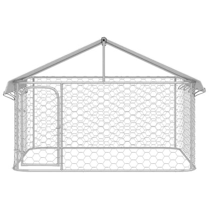 Dog Kennel Silver Galvanized steel, polyethylene Large Dog Kennel