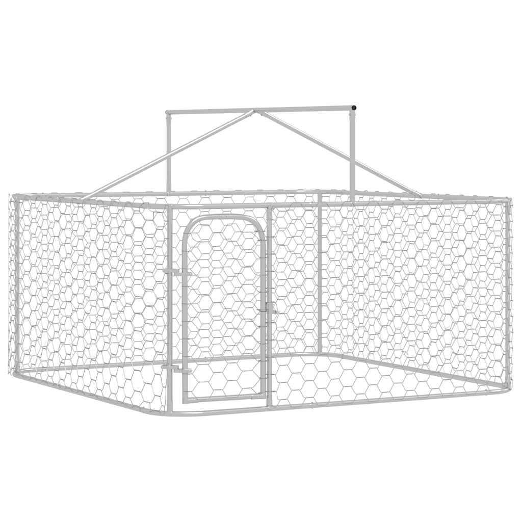 Dog Kennel Silver Galvanized steel, polyethylene Large Dog Kennel
