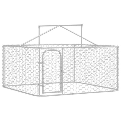 Dog Kennel Silver Galvanized steel, polyethylene Large Dog Kennel