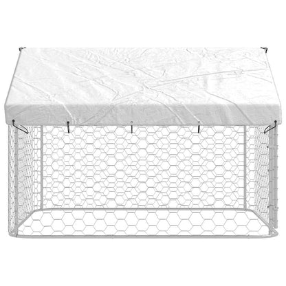 Dog Kennel Silver Galvanized steel, polyethylene Large Dog Kennel