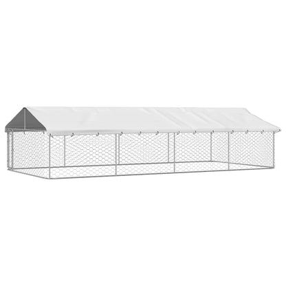 Dog Kennel Silver Galvanized Steel Large Dog Kennel Rectangular