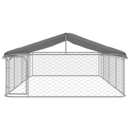 Dog Kennel Silver Galvanized Steel Large Dog Kennel Rectangular
