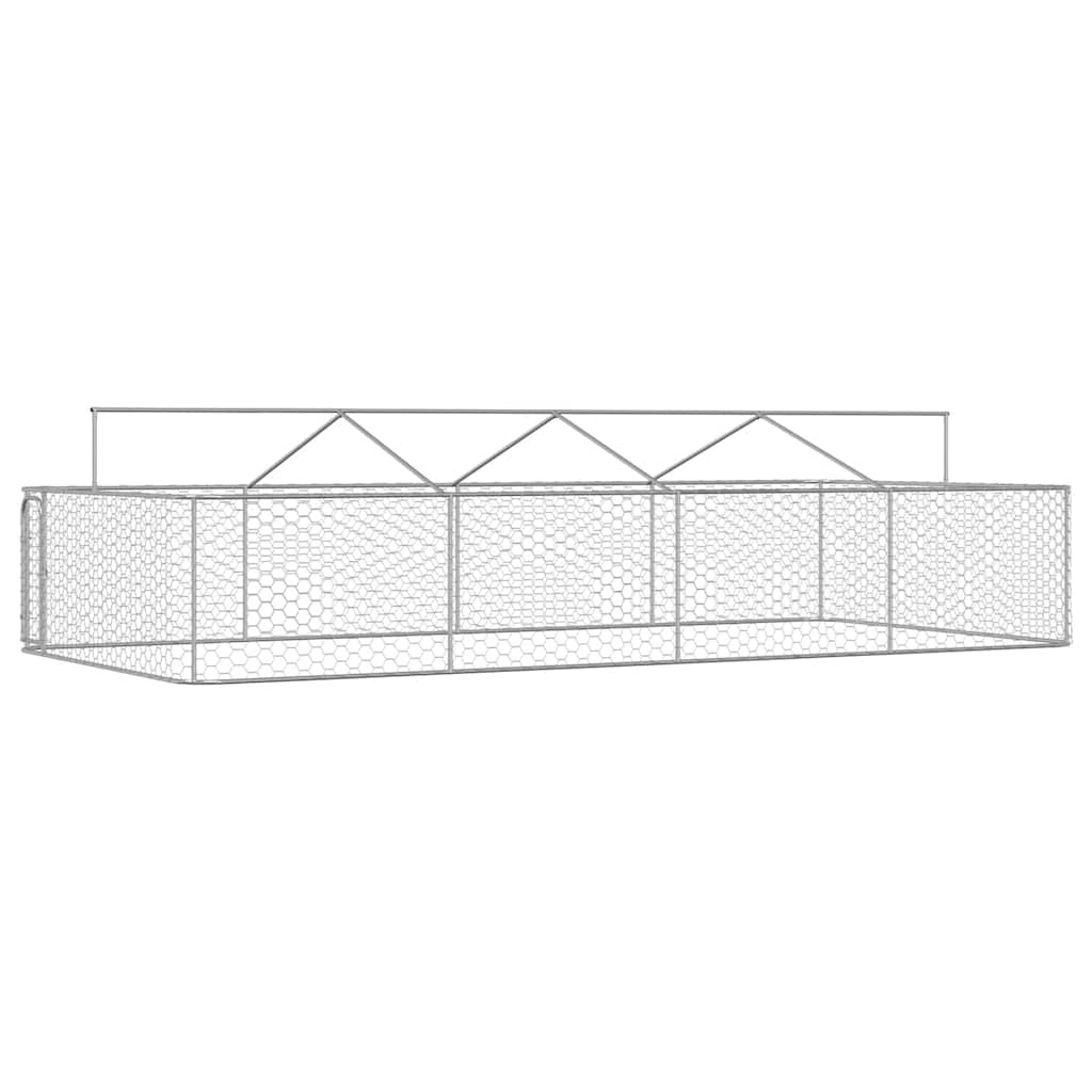 Dog Kennel Silver Galvanized Steel Large Dog Kennel Rectangular