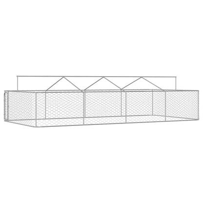 Dog Kennel Silver Galvanized Steel Large Dog Kennel Rectangular