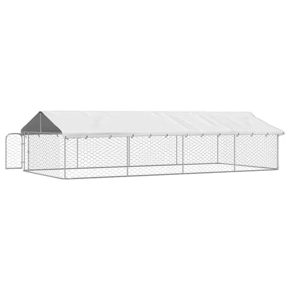 Dog Kennel Silver Galvanized Steel Large Dog Kennel Rectangular