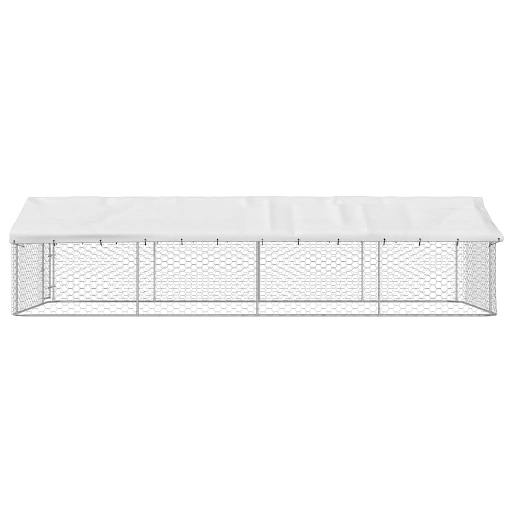 Dog Kennel Silver Galvanized Steel Large Dog Kennel Rectangular