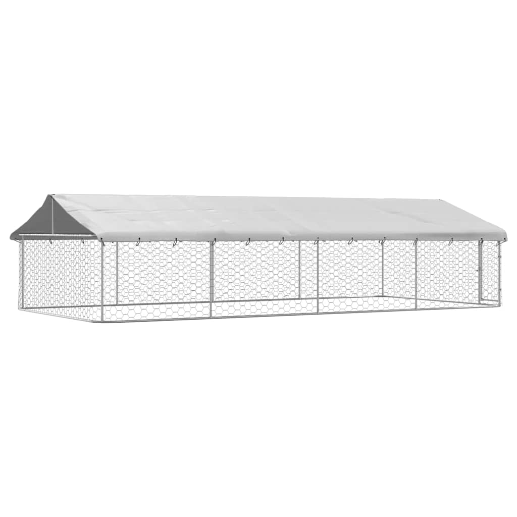 Dog Kennel Silver Galvanized Steel Large Dog Kennel Rectangular