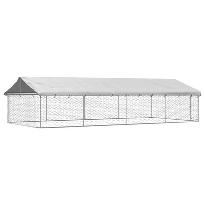 Dog Kennel Silver Galvanized Steel Large Dog Kennel Rectangular