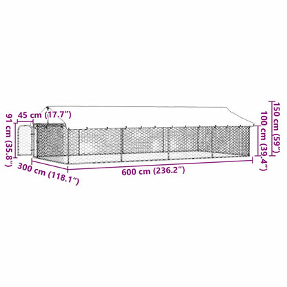 Dog Kennel Silver Galvanized Steel Large Dog Kennel Rectangular