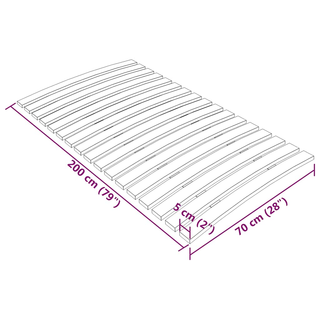 340070 vidaXL Bed Slats Replacement with 17 Slats 70x200 cm