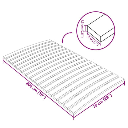 340070 vidaXL Bed Slats Replacement with 17 Slats 70x200 cm