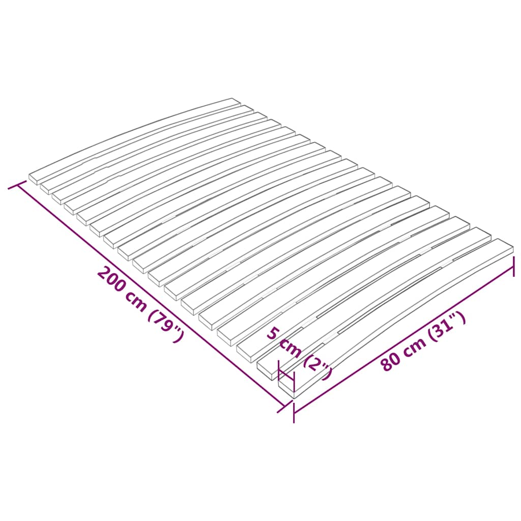 340071 vidaXL Bed Slats Replacement with 17 Slats 80x200 cm