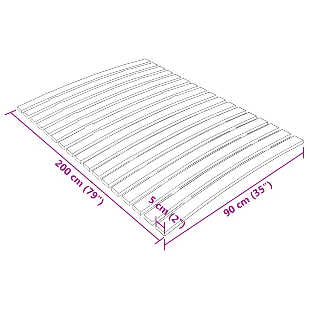 340072 vidaXL Bed Slats Replacement with 17 Slats 90x200 cm