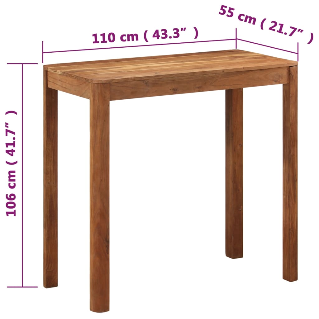 Bar Table Solid Wood Acacia with Honey Finish 110x55x106 cm