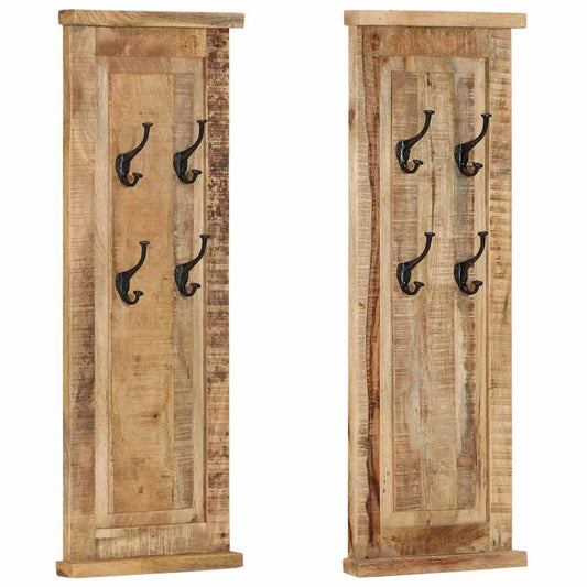 Coat Rack | Set of 2 | Brown | Solid mango wood | Medium