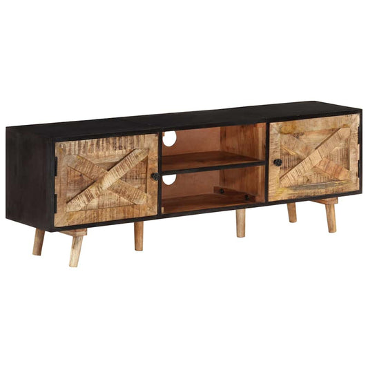 TV Cabinet | Natural wood, Black | Rough Mango Wood, Solid Acacia Wood