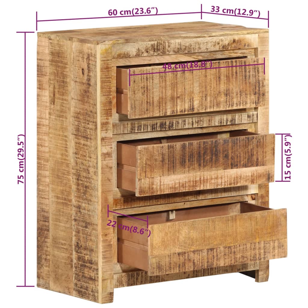 Drawer Cabinet 23.6"x13"x29.5" Solid Wood Mango