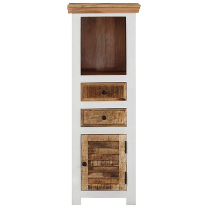 Highboard Brown&White 40x30x110 cm Solid Wood Mango and Acacia