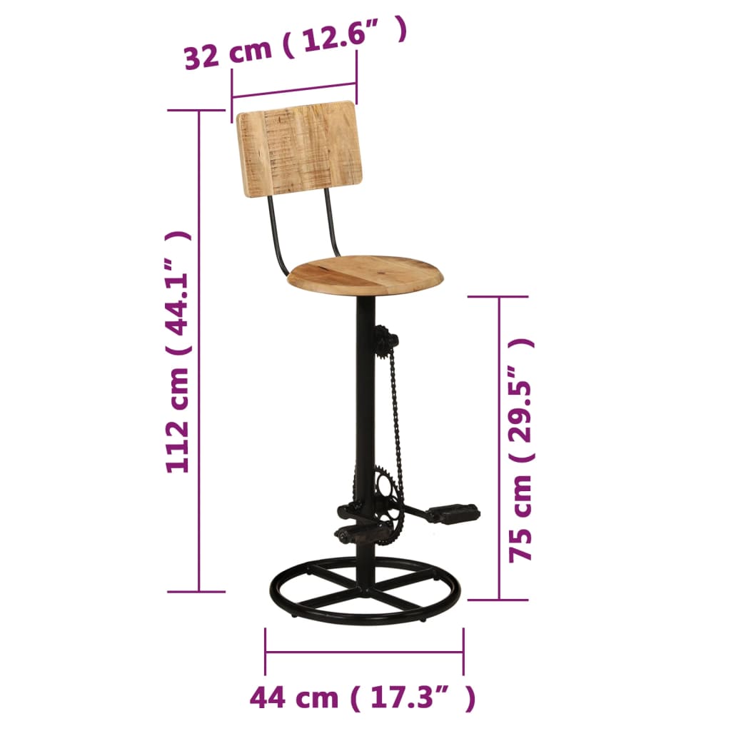 Bar Stools 2 pcs Solid Wood Mango