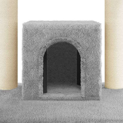 Cat Tree with Sisal Scratching Posts Light Grey 110 cm