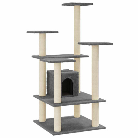 Cat Tree | Dark Grey | Engineered wood, plush, sisal | Large | Stackable