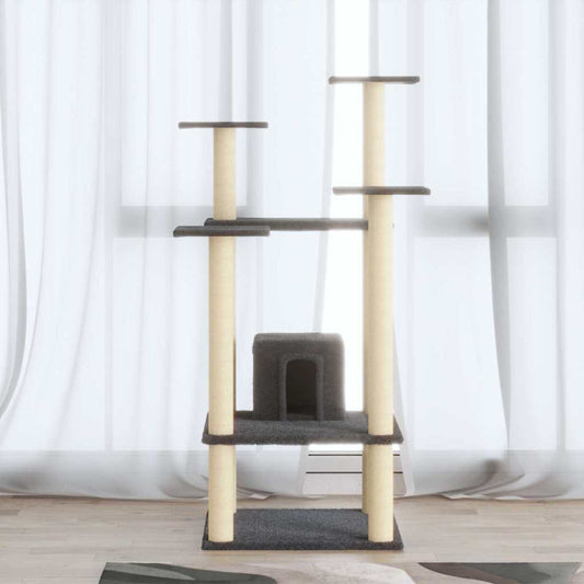 Cat Tree | Dark Grey | Engineered wood, plush, sisal | Large | Stackable