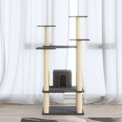 Cat Tree with Sisal Scratching Posts Dark Grey 110 cm
