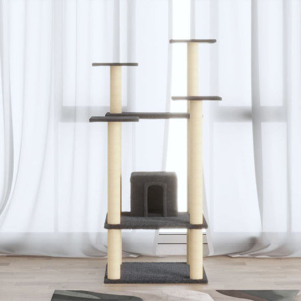 Cat Tree with Sisal Scratching Posts Dark Grey 110 cm