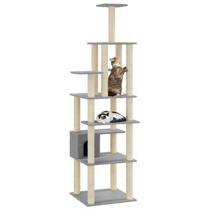 Cat Tree with Sisal Scratching Posts Light Grey 183 cm