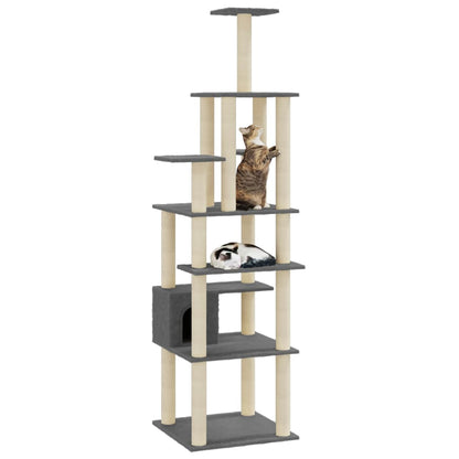 Cat Tree with Sisal Scratching Posts Dark Grey 183 cm