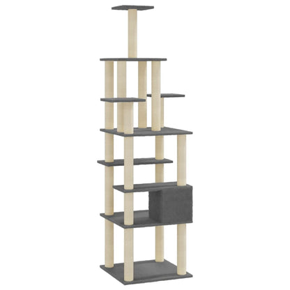 Cat Tree with Sisal Scratching Posts Dark Grey 183 cm