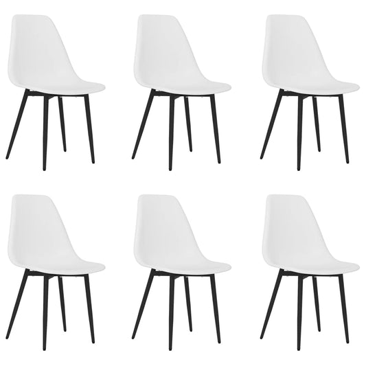 Dining Chair | Set of 6 | White | Polypropylene, powder-coated metal