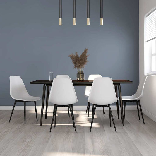Dining Chair | Set of 6 | White | Polypropylene, powder-coated metal