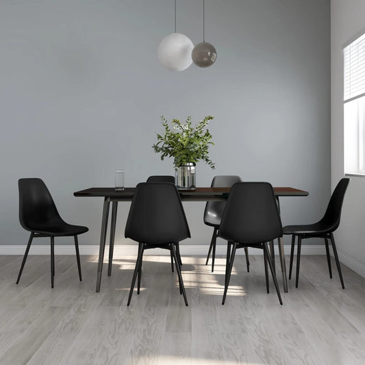 Dining Chair | Set of 6 | Black | PP (polypropylene), powder-coated metal
