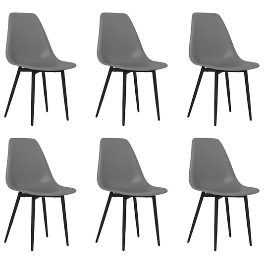 Dining Chair | Set of 6 | Grey | PP (polypropylene), powder-coated metal