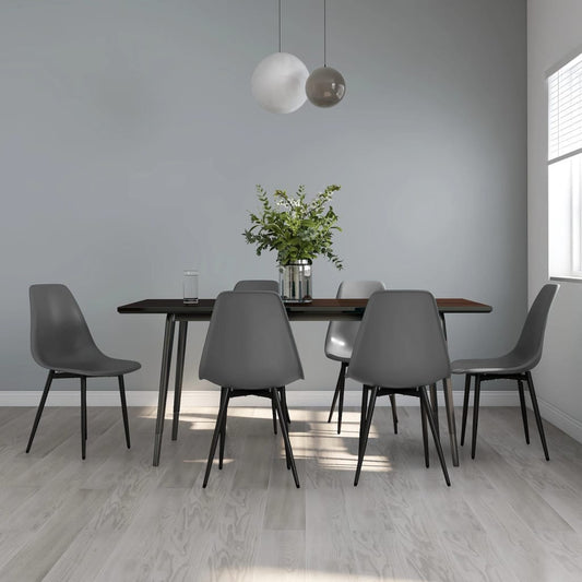 Dining Chair | Set of 6 | Grey | PP (polypropylene), powder-coated metal