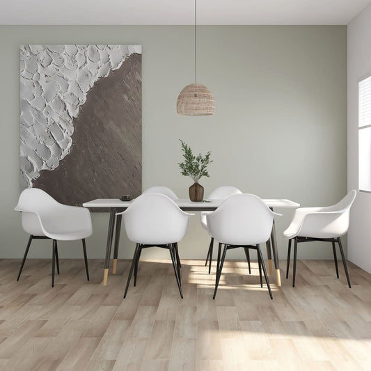 Dining Chair | Set of 6 | White | PP (polypropylene), Powder-coated metal