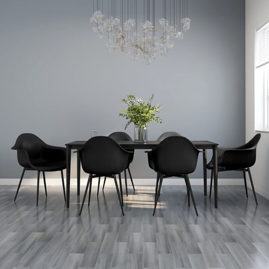Dining Chair | Set of 6 | Black | Polypropylene, Powder-Coated Metal