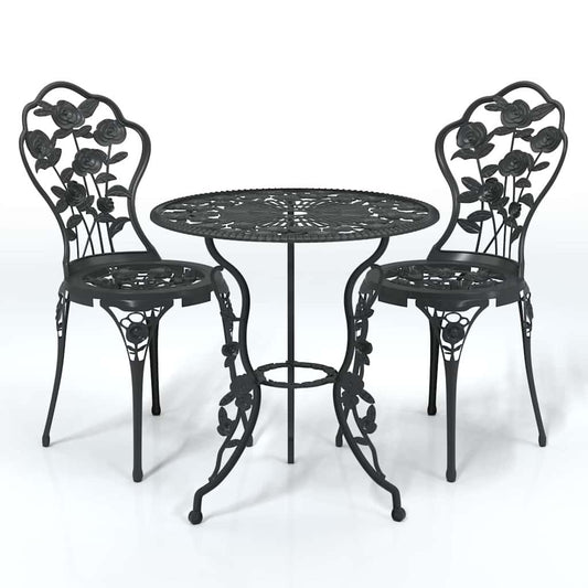 3 Piece Bistro Set Cast Aluminium Black