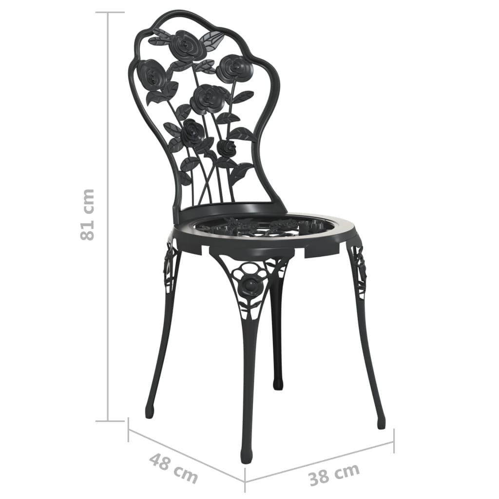 3 Piece Bistro Set Cast Aluminium Black