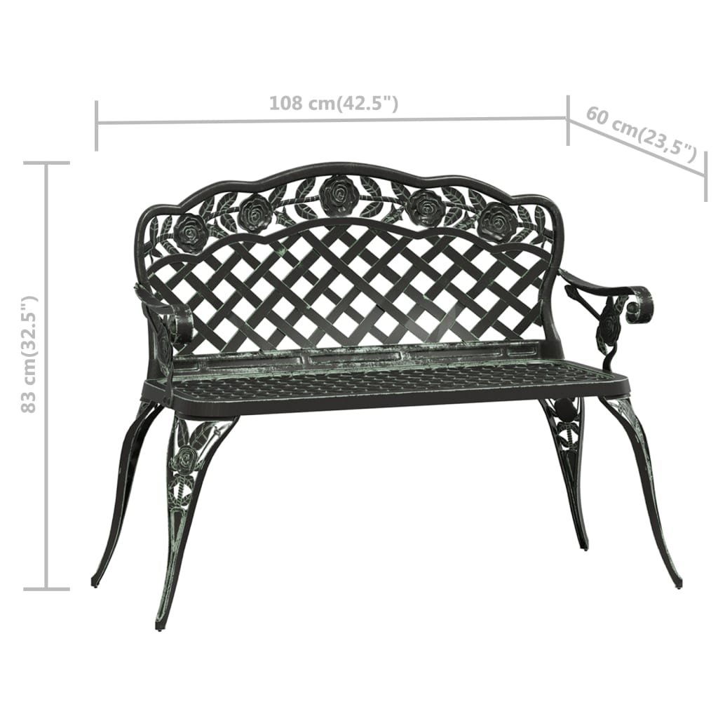 Garden Bench | Green | Cast aluminium | Medium | Durable | Garden Bench