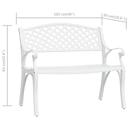 Garden Bench | White | Cast Aluminium, Cast Iron | Medium | Durable